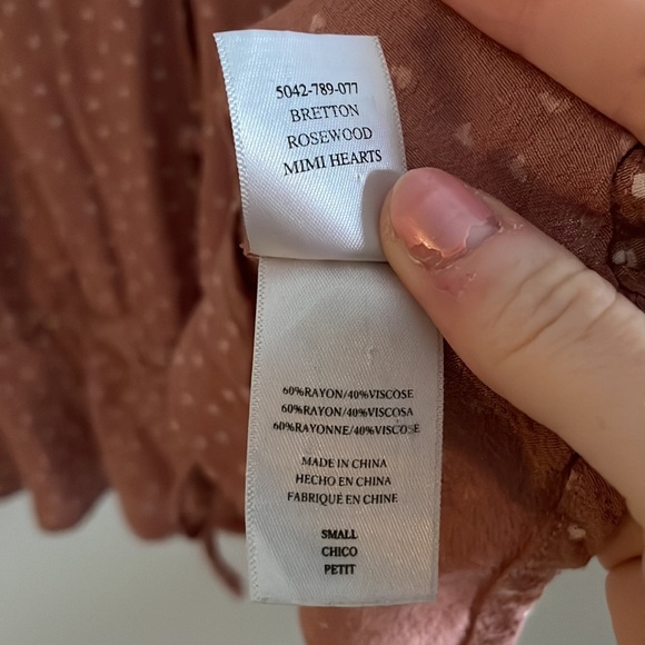 Rails Bretton peplum Blouse Rosewood Mini Hearts blush pink small cottage core - Picture 5 of 6